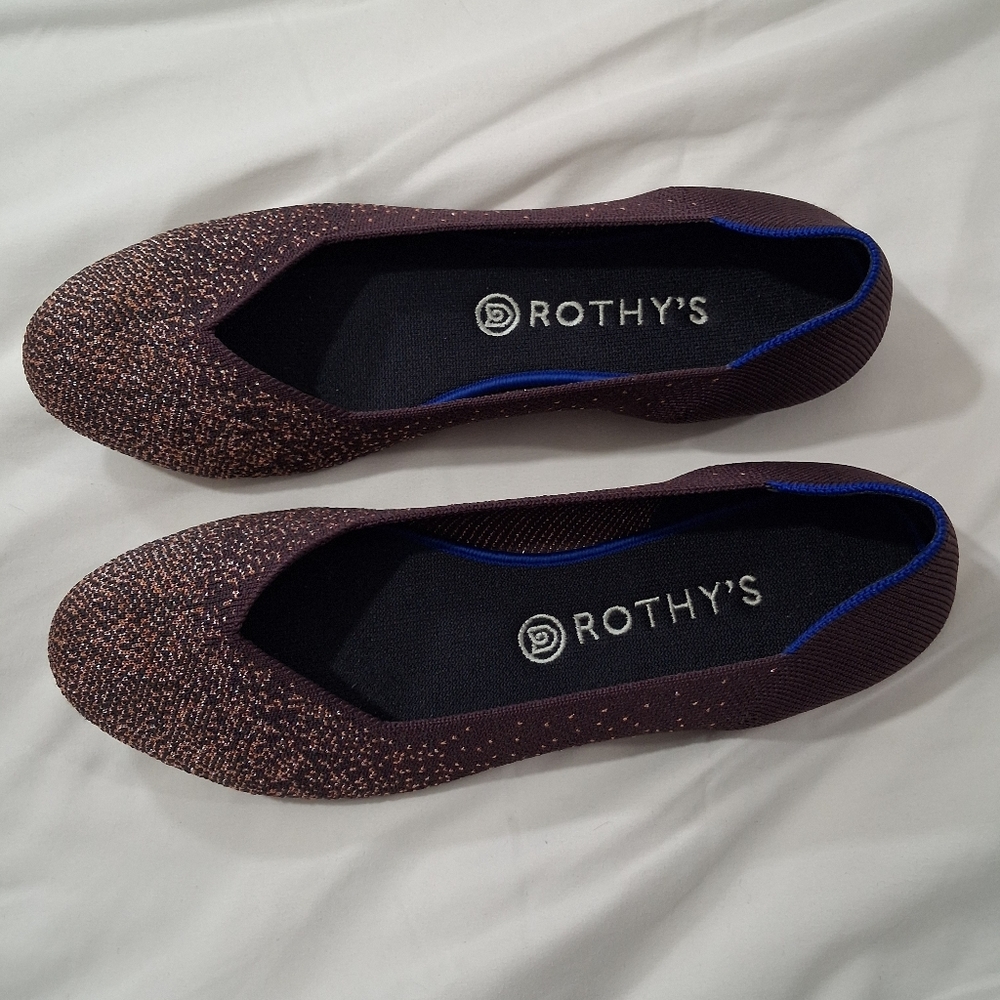 Rothy's Plum Metalic Sparkle Pointed Flats Pointed Toe Slip-On Shoes Size 11